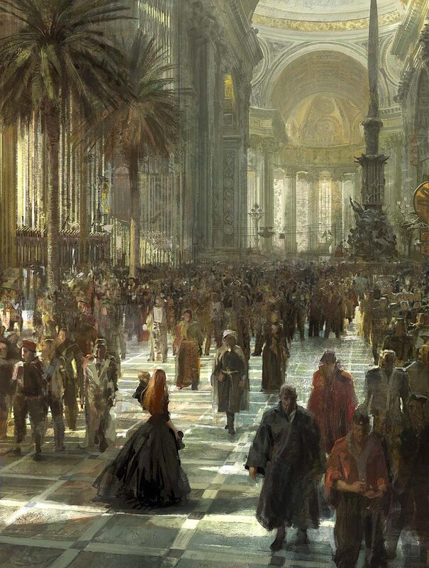 Crowded cathedral hall