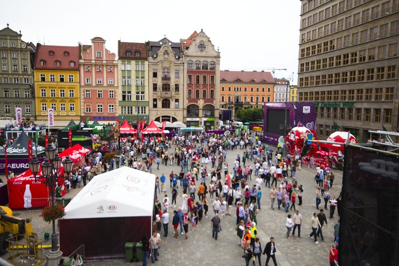 Crowded city square event