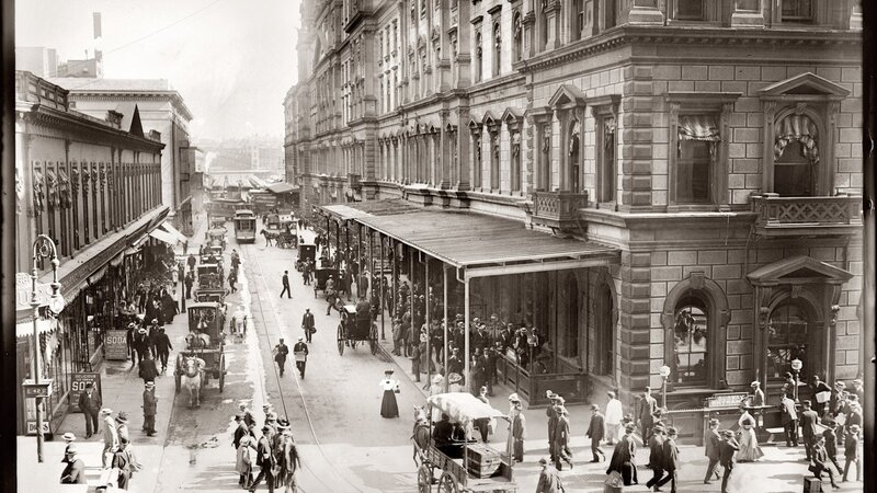 Crowded City Street — Black