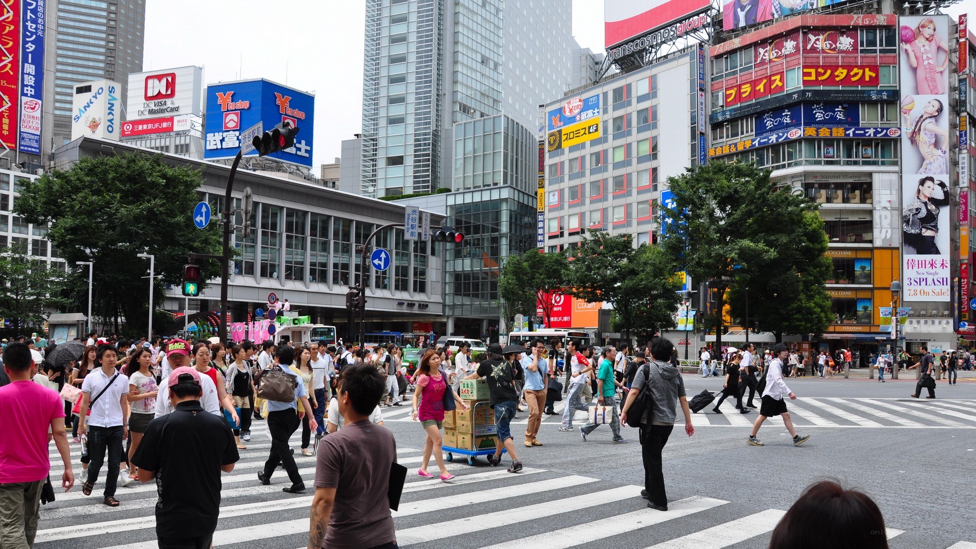 crowded crosswalk in tokyo