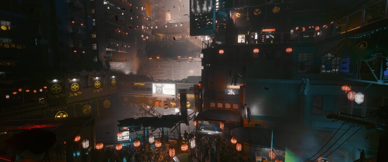 Crowded Cyberpunk Alley