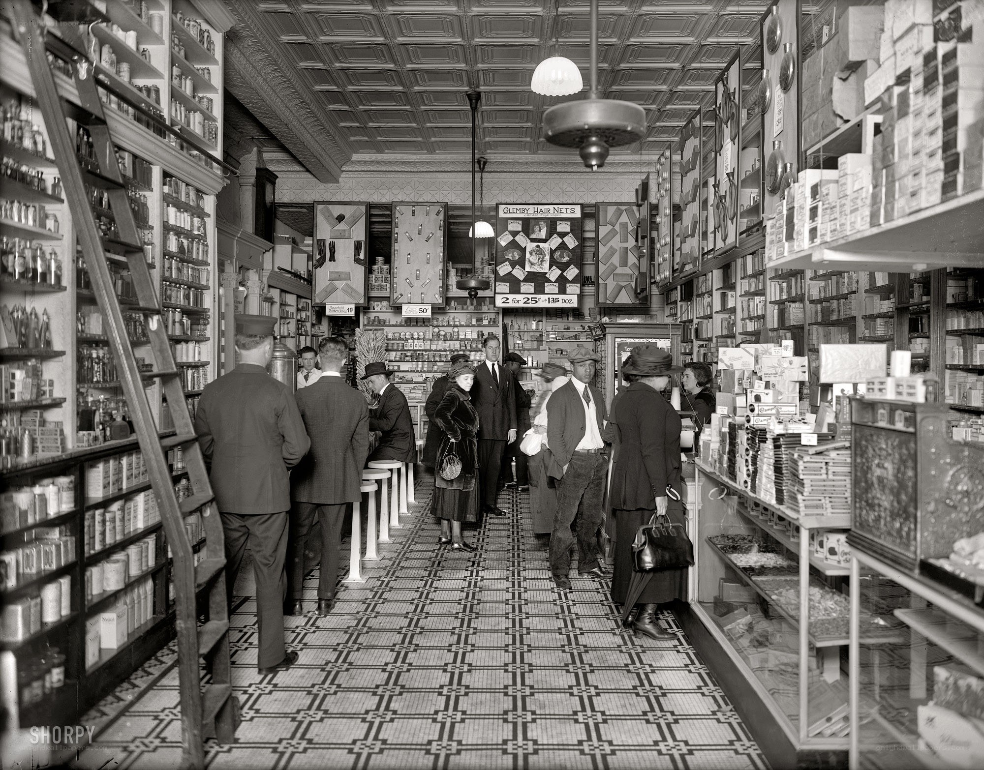 Crowded drugstore interior