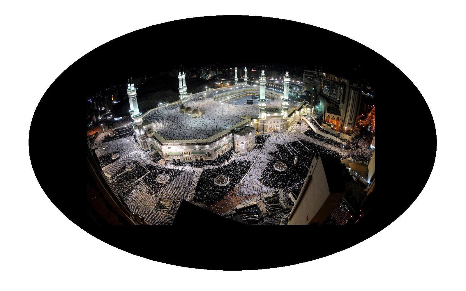 Crowded mosque at night