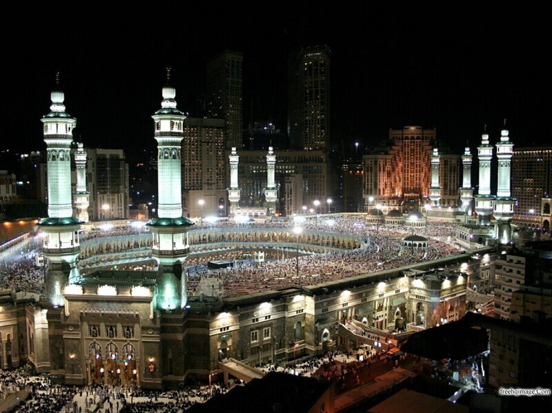 Crowded Mosque at Night — Black