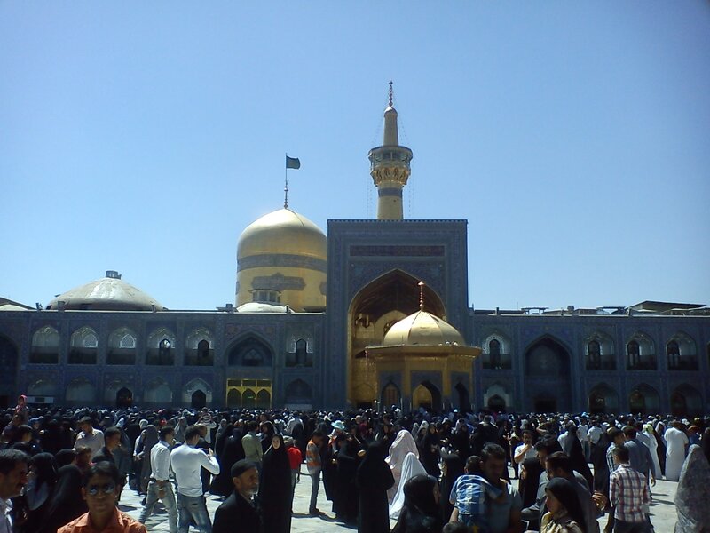 Crowded mosque courtyard