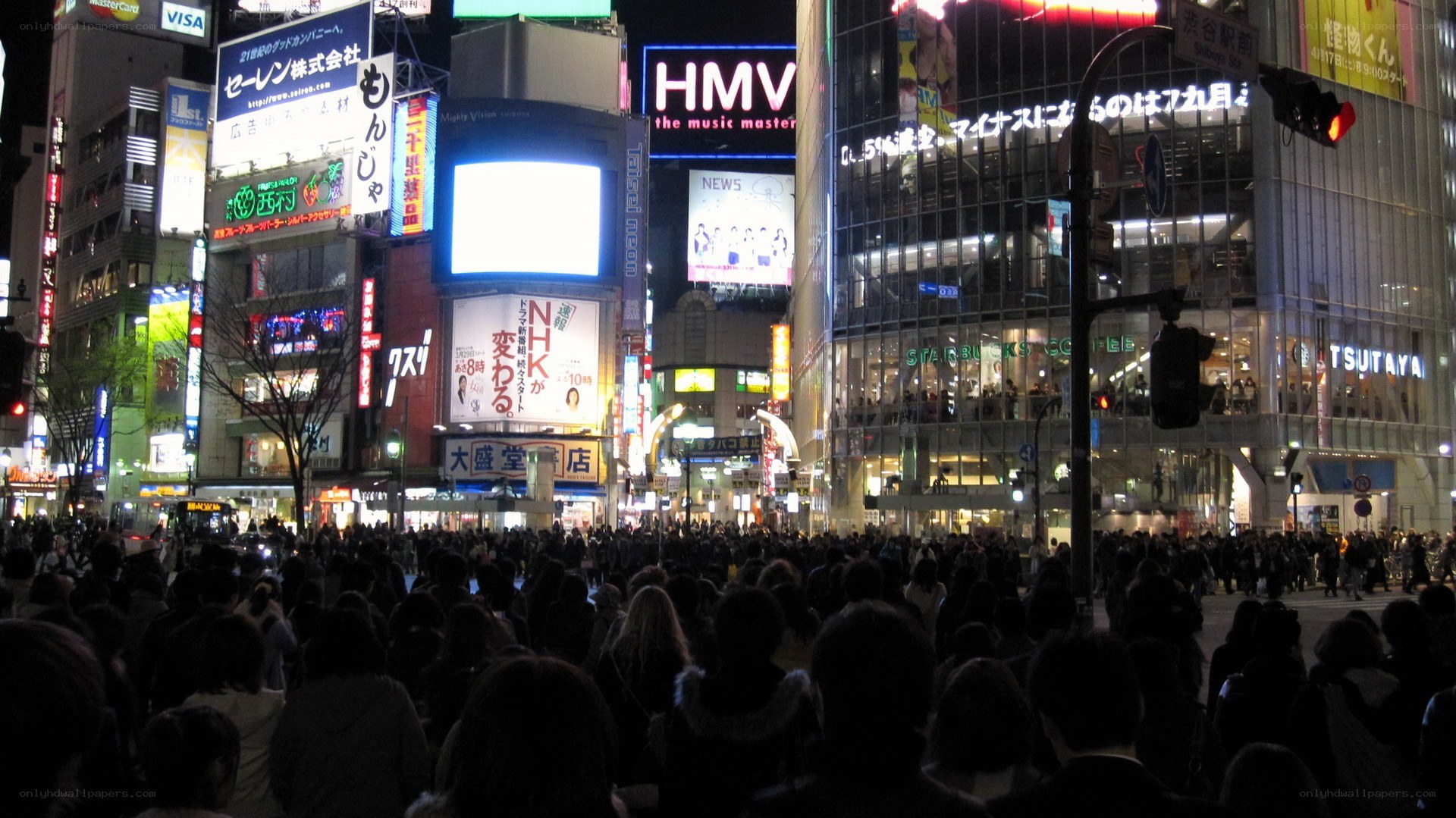 Crowded night scene in Tokyo