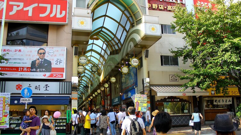 crowded shopping street in japan