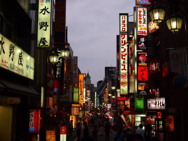 Crowded Street at Night — Black