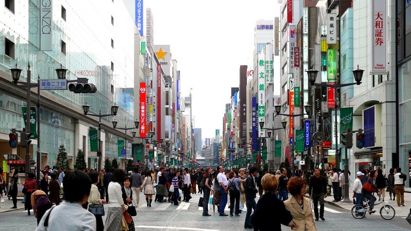 Crowded street in Ginza