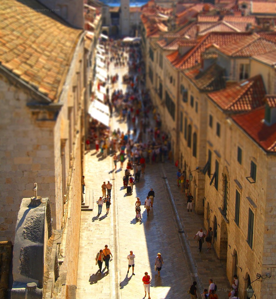 crowded street in old town