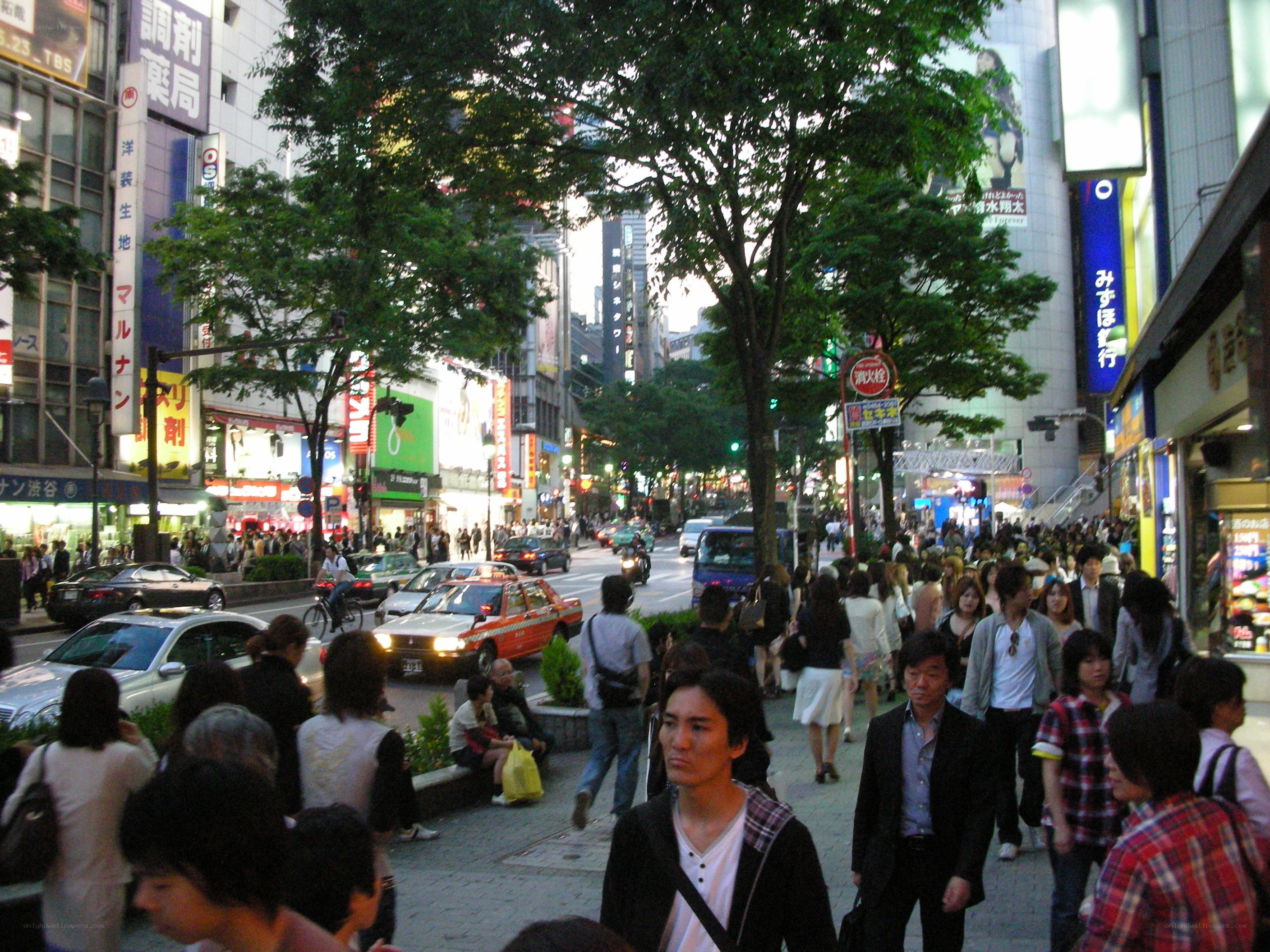 Crowded street in Tokyo at dusk
