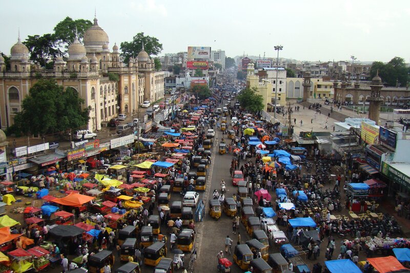 Crowded Street Market — Blue