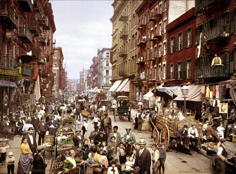 Crowded Street Market — Red, Busy
