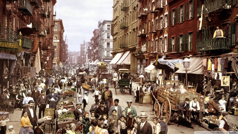 Crowded Street Market — Red