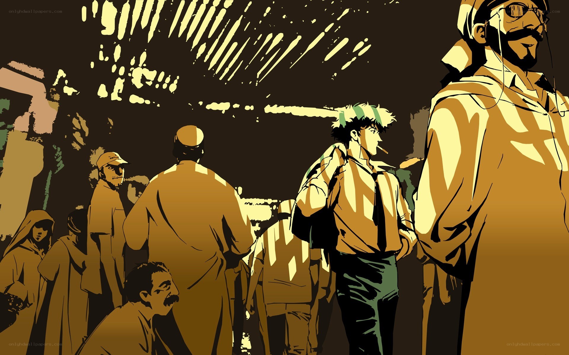 crowded street scene illustration