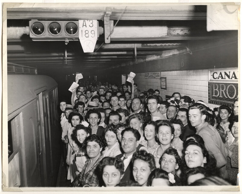 Crowded subway platform
