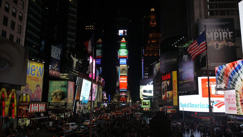 Crowded Times Square — Black