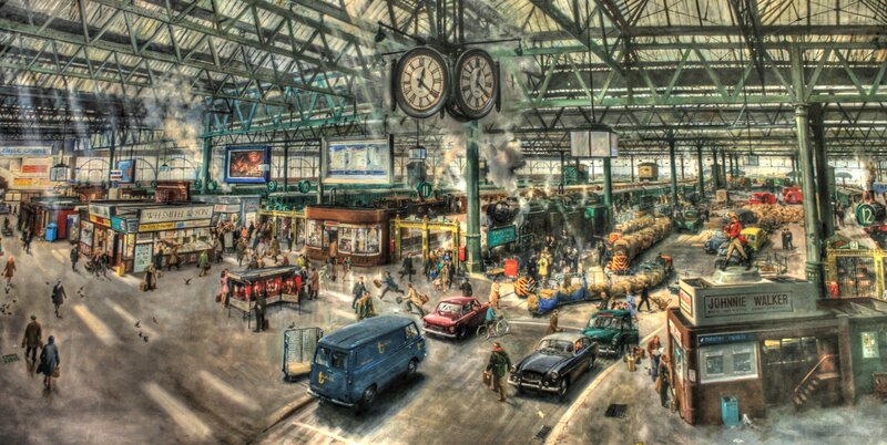 Crowded Train Station — Green