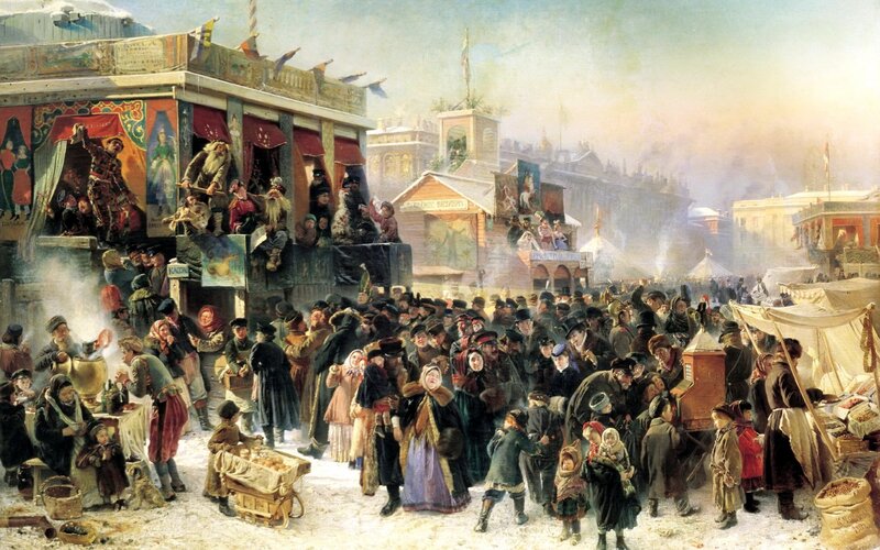 Crowded Winter Market — White