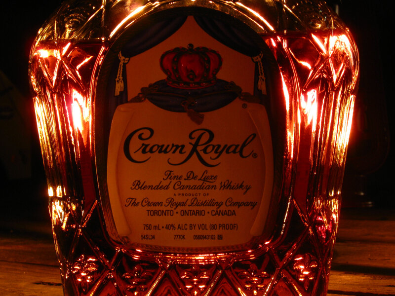 Crown Royal whisky bottle