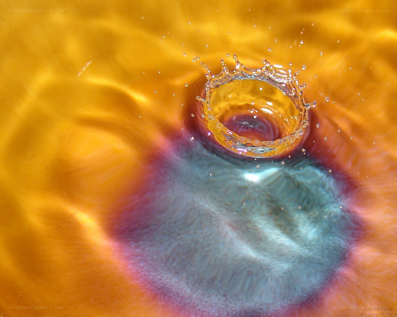 Crown-shaped water droplet splash