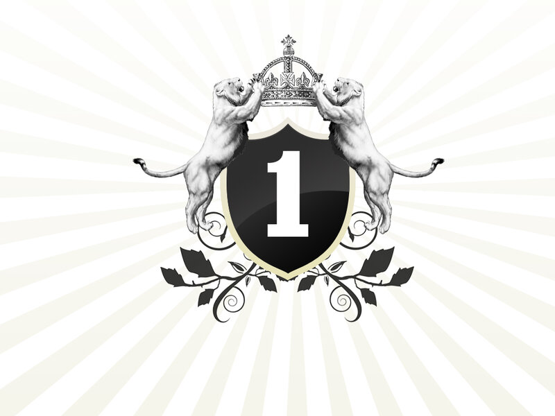 Crowned shield with number one