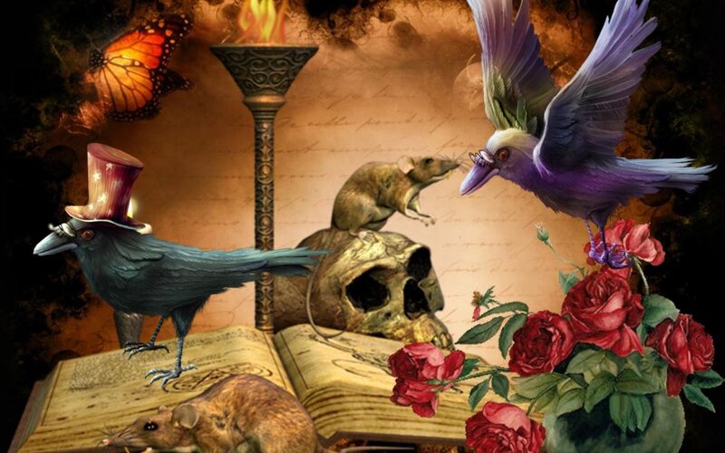 Crows and Rats on Book — Purple