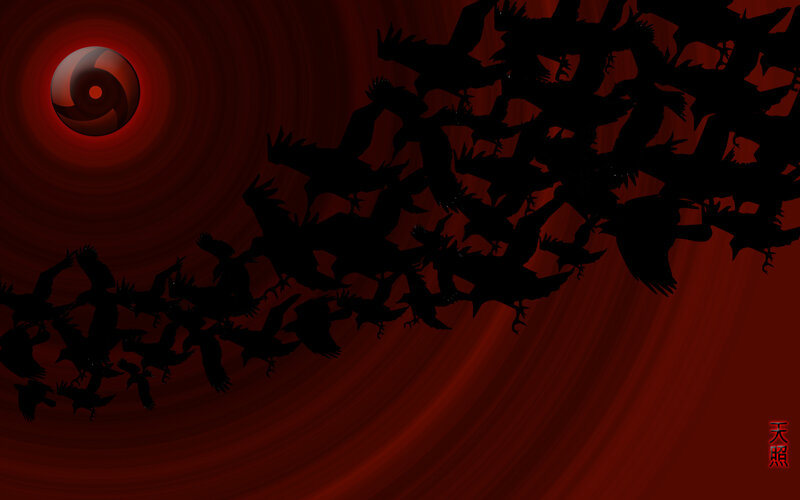crows flying in red sky