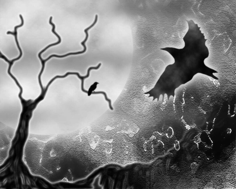 crows in moonlight