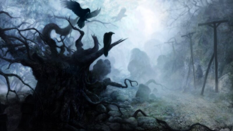 Crows on a Dead Tree — Blue