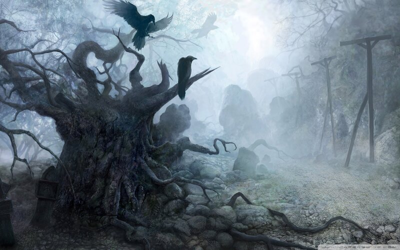 Crows on Dead Tree — Gray