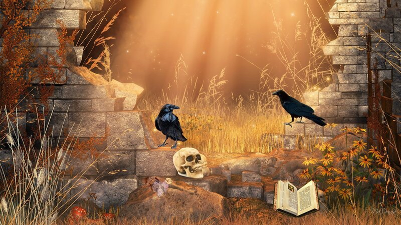 Crows on Ruins — Brown, Dramatic