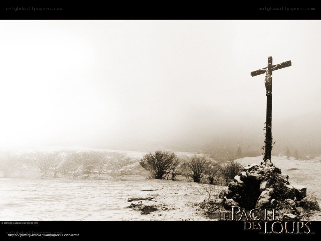 Crucifix in snowy landscape