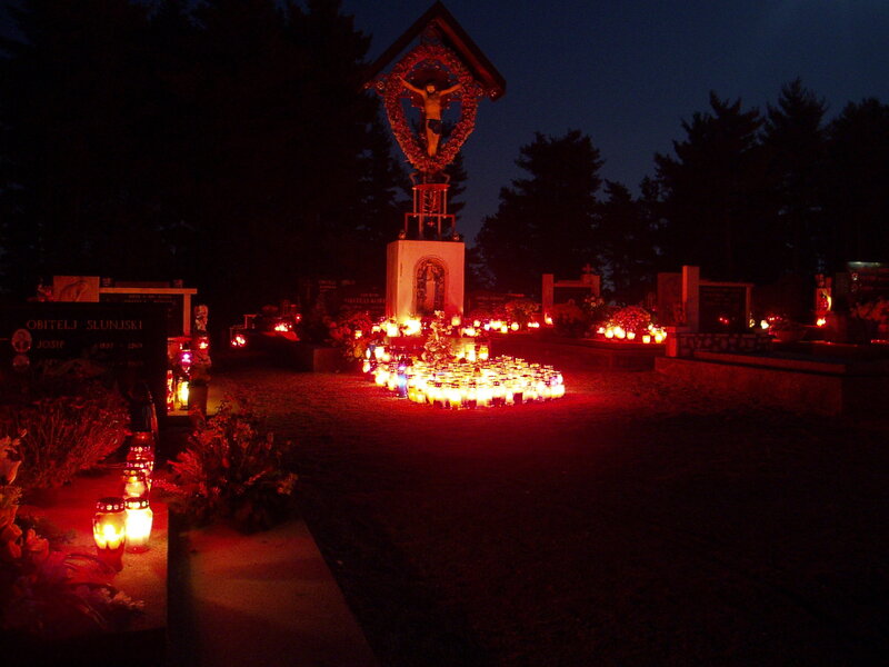 Crucifix Monument at Night