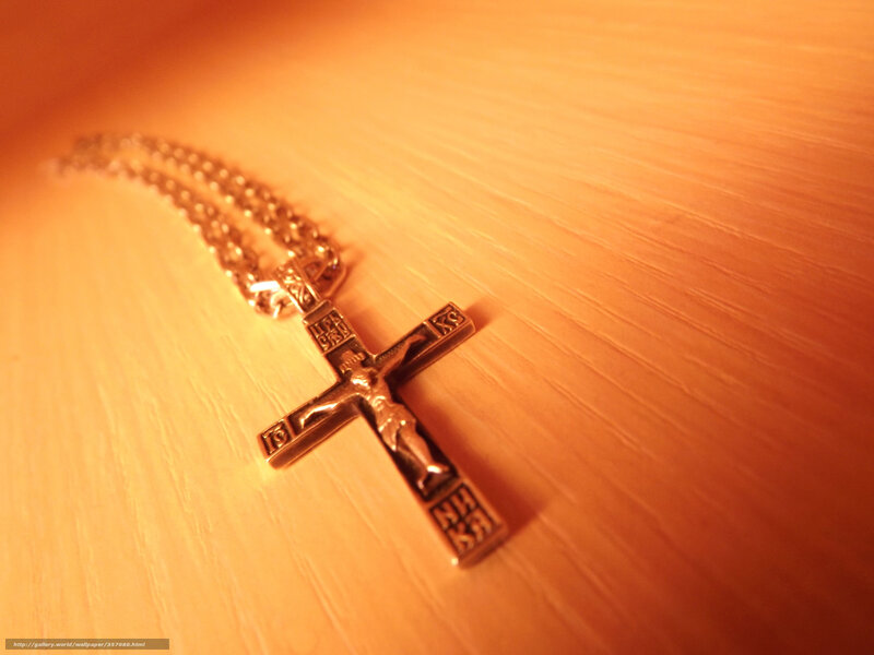 Crucifix Pendant on Chain — Orange