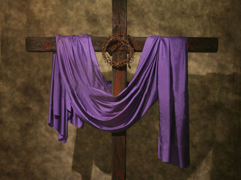 Crucifix with Purple Cloth — Somber