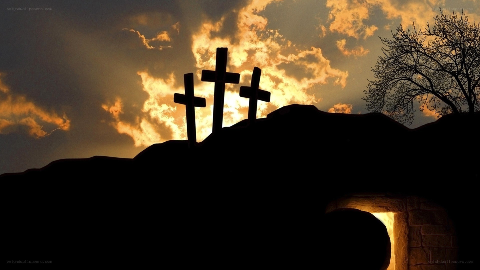 Crucifixion at sunset