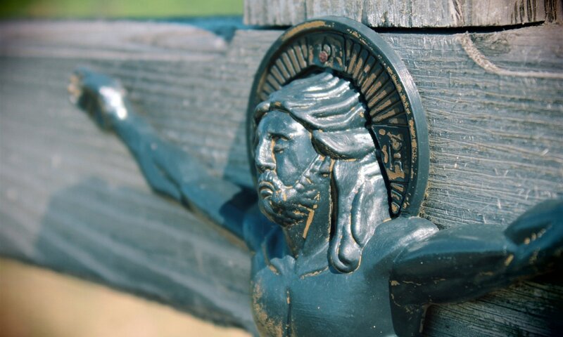 Crucifixion sculpture on wood