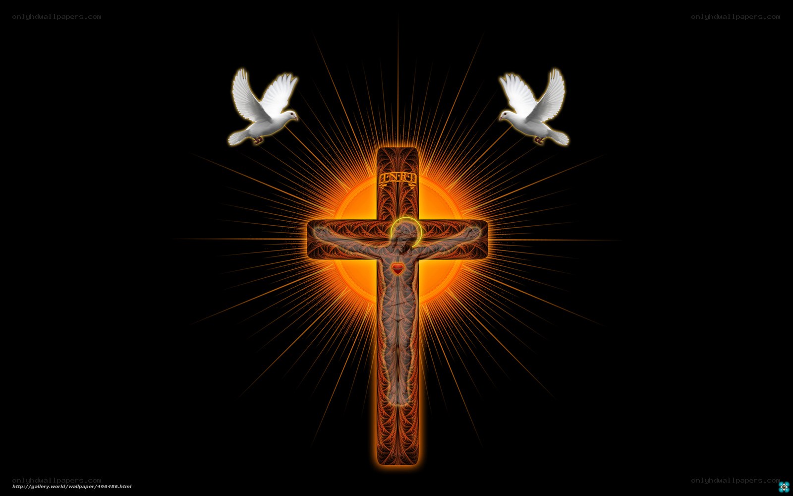 Crucifixion with doves