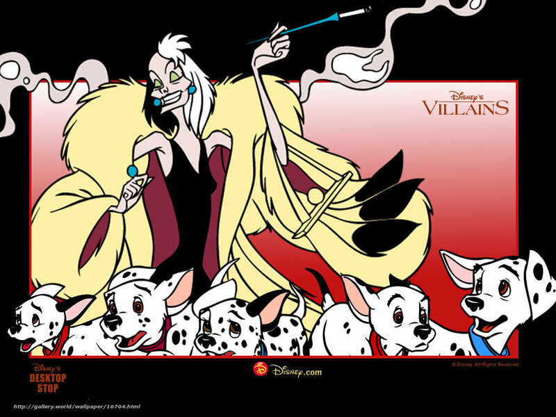 Cruella de Vil and Dalmatian puppies