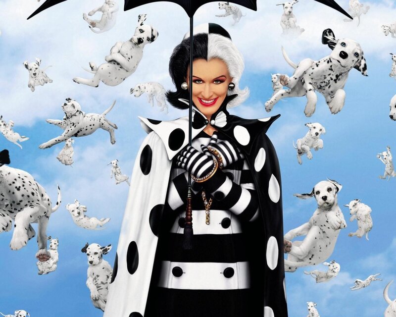 Cruella with Dalmatian puppies