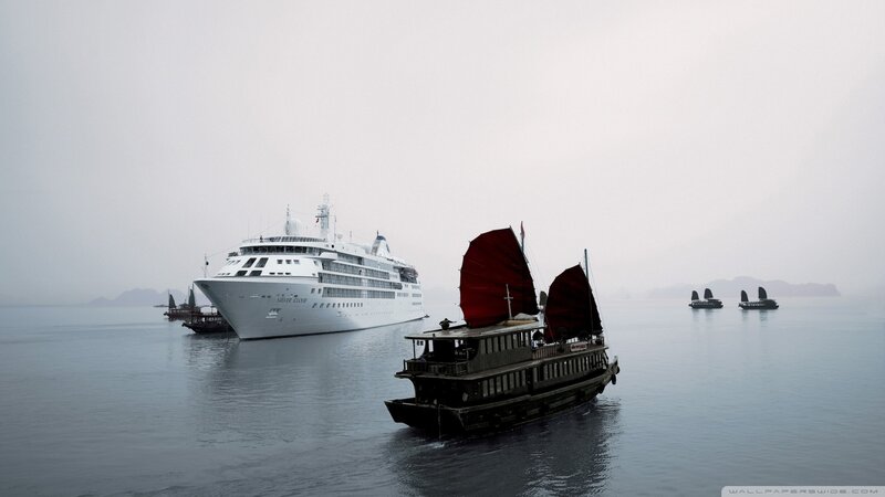 Cruise Ship and Junk Boats