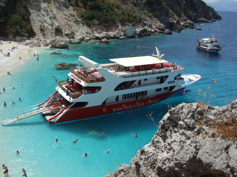 Cruise ship at a scenic beach