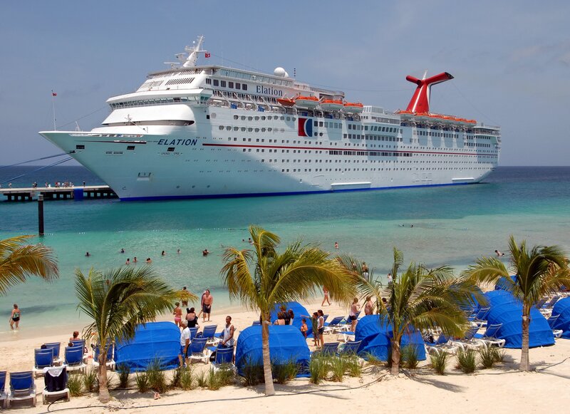 Cruise Ship at Beach — Blue, Relaxed