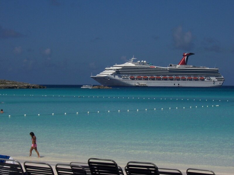 Cruise Ship at Beach — Blue, Serene, Afternoon