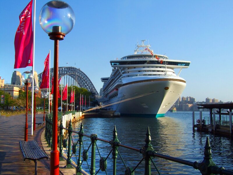 Cruise Ship at Dock — Blue, Serene, Morning