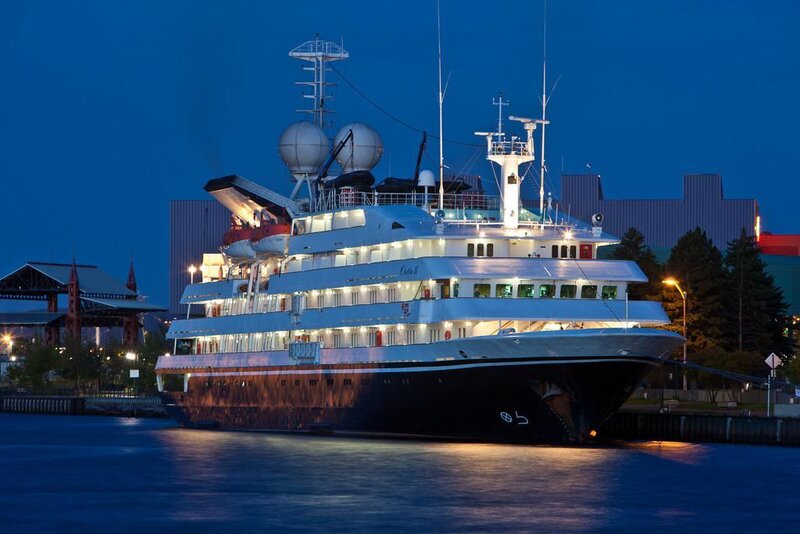 Cruise Ship at Dock — Blue