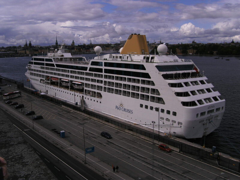 Cruise Ship at Dock — White, Overcast, Afternoon