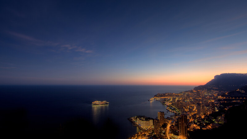 Cruise Ship at Dusk — Blue, Serene