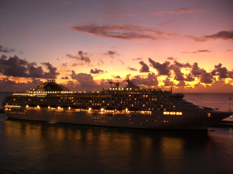 Cruise Ship at Dusk — Purple